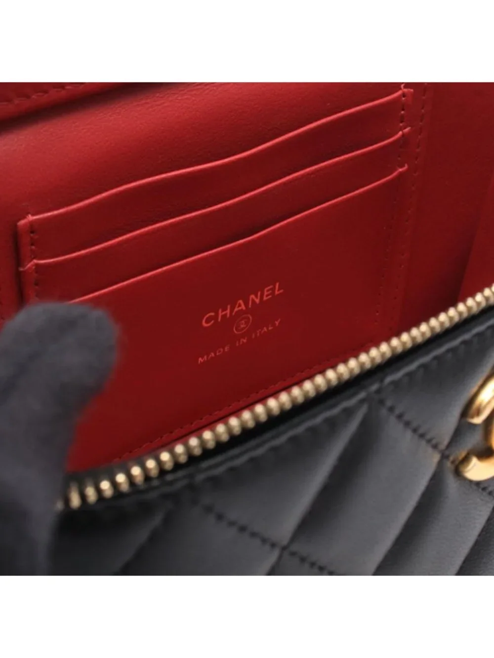 Chanel Shoulder Bag Quilted Vanity Black Lambskin Chain